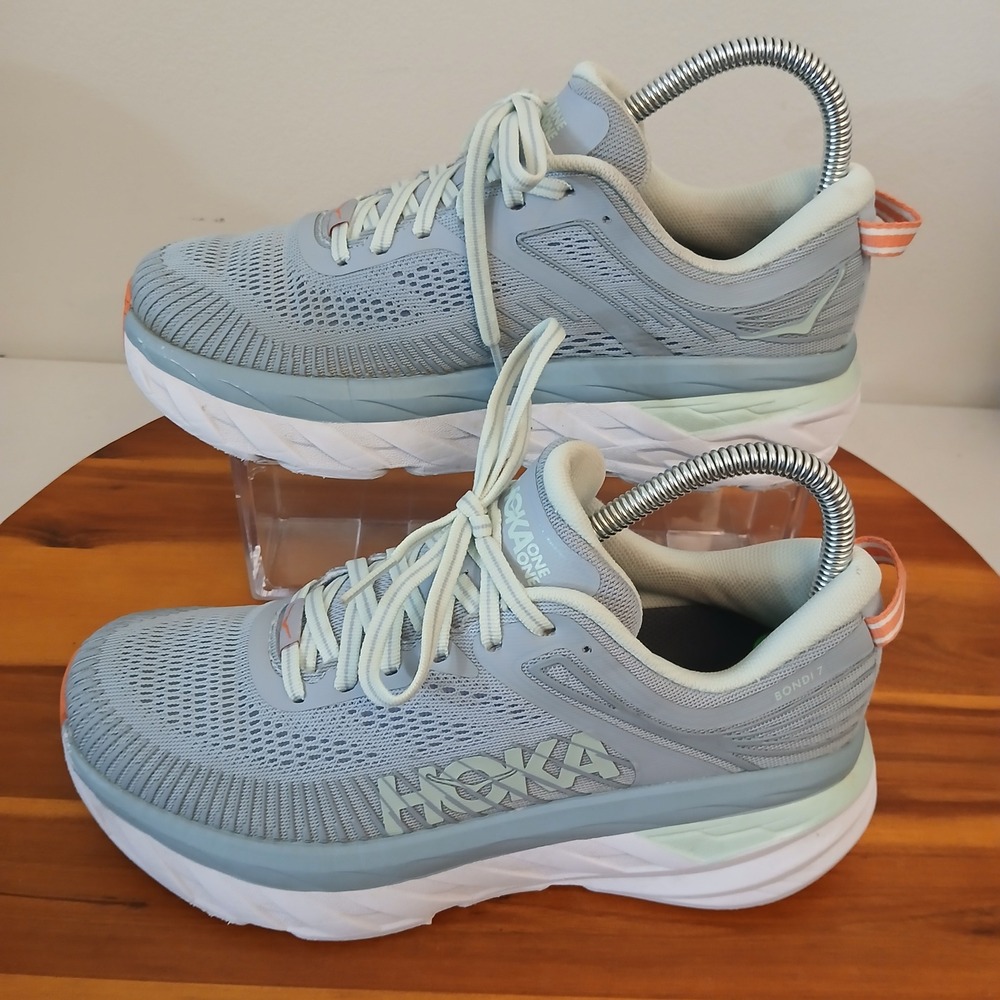 Hoka One One Bondi 7 Women 6.5 Blue Running Shoes Sneakers 1110519 BFBG